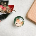 Dettaglio del supporto per telefono Shiba Inu con occhiali da sole su sfondo strutturato - Shiba Inu - Base Bianca