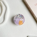 Detail of round phone socket with glitter star sequins and cute cat paw print - Hello Cat Claw Style (100140)