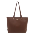 Retro brown oil wax leather tote bag with large capacity and gold hardware details - Brown