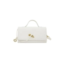 White woven crossbody bag with elegant gold knot clasp and top handle for evening wear - White