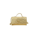 Metallic gold woven clutch bag with top handle and knot detail for evening wear - Gold