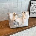 Witte canvas draagtas met zilveren sterrenprint en zachte wolkenhanger voor dagelijks gebruik - Met Ornament / Wit
