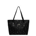 Grand sac cabas noir avec motif d'étoiles argentées et détails de rivets dorés - Sans pendentif / Noir