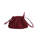 Chic burgundy pleated cloud crossbody bag in soft suede finish with a slim strap - Red