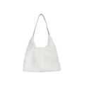 Borsa hobo bianca in ecopelliccia con tracolla color crema per un look invernale - Bianco