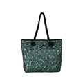 Borsa tote trapuntata verde scuro con motivi a stella e manici in corda spessa - Verde