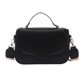 Classic black faux leather saddle bag with top handle and gold-tone hardware - Black