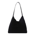 Sac à bandoulière hobo noir en daim mat avec large sangle pour femme élégante - Noir