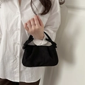 Sac à main noir plissé avec poignées nouées en finition mate douce élégante - Style de base / Noir
