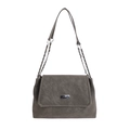 Borsa tote grigia minimalista di grande capacità con catena e logo metallico - Verde