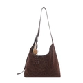Grande borsa hobo leopardata marrone con ciondolo da baseball e design retrò - Caffè Con Ciondolo