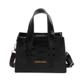 Grande borsa tote nera con scritte dorate e tracolla regolabile per donne - Nero