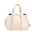 Borsa tote capiente bianco crema con scritta Fashion & Bags e tracolla rimovibile moda - Bianco