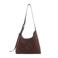Grande borsa hobo con stampa leopardata marrone scuro e tracolla regolabile in pelle - Caffè Senza Ciondolo