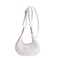 Chic white crescent hobo bag with gold metal hardware and glossy patent finish - White