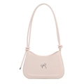 Retro light pink square crossbody bag for women with delicate silver bow metal buckle - White
