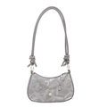 Gray dumpling shoulder bag with knotted handle and decorative pearl star chain - Silver