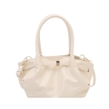 Elegante borsa a secchiello plissettata crema con dettagli dorati e tracolla regolabile - Bianco
