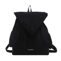 Mochila de moda para mujer en ante sintético negro con solapa y bordado chic - Negro