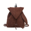 Mochila de gamuza marrón con diseño de capucha y cierre de cordón - Marrón