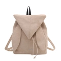 Mochila chic de ante beige con bonitas orejas de conejo y cierre de cordón - Caqui