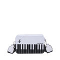 Borsa a tracolla rettangolare chic piano bianca e nera con stampa di note musicali - Bianco