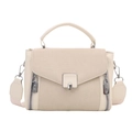 Borsa a mano in pelle PU crema con tracolla larga e chiusura con fibbia in metallo - Bianco