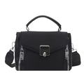 Borsa nera in pelle sintetica e tessuto con hardware argento e tracolla larga regolabile - Nero