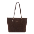 Retro leopard print tote bag with brown velvet texture and elegant gold metal trim details - Brown