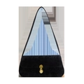 Retro black suede underarm bag with leopard texture and gold metal buckle - Black