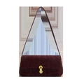 Retro burgundy leopard print shoulder bag in suede finish with golden metal turn-lock - Burgundy