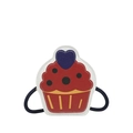 Chic cupcake-shaped crossbody bag for women with vibrant red and purple heart details - White & Red