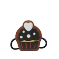 Cute cupcake-shaped crossbody coin purse in black and brown faux leather for women - Brown