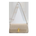 Minimalist beige leopard print shoulder bag with gold metal buckle closure - Off White