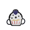 Fashionable cupcake-shaped leather shoulder bag with cute heart and cream pattern - Black