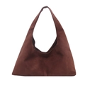 Brown suede hobo tote bag for women featuring a minimalist commute shoulder design - Brown