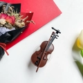 Supporto per telefono pieghevole a forma di violino con archetto e sfondo floreale - Stile Violino (Archetto Incluso)