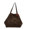 Klassische Shopper-Tasche mit Leopardenmuster, großem Fach, Außentasche und Schulterriemen - Braun