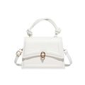 Borsa bianca minimalista con manico a nodo e chiusura a rotazione in oro lucido - Bianco
