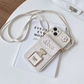 White quilted iPhone case with rhinestone perfume bottle design and crossbody strap - Apricot / iPhone 7/8/SE 2020