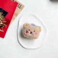 Cute brown plush bear phone grip socket made of soft sherpa fleece material - Light Coffee Hat Bear