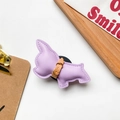 Lavender dog-shaped collapsible phone socket with a stylish leather neck strap detail - Purple