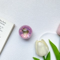 Round acrylic grip tok with purple sequins and golden heart for smartphone - Dark Purple Sparkling Heart Crystal Ball Stand