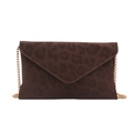 Elegante enveloptas met luipaardprint, gouden ketting en hoogwaardige suède afwerking - Bruin