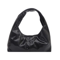 Glänzende schwarze Hobo-Schultertasche im minimalistischen Design mit Lackoptik - Schwarz