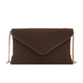 Braune Umschlagtasche mit Fischgrätmuster und goldener Kette im minimalistischen Stil - Braun