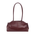 Elegant minimalist wine red glossy leather shoulder bag for women with dual handles - Red