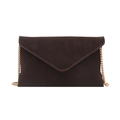 Borsa a tracolla busta marrone scuro minimalista in pelle opaca con catena dorata - Marrone