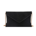 Elegante borsa a tracolla nera a busta con catena dorata e patta a forma di V alla moda - Nero
