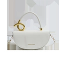 Sac selle en cuir blanc avec poignée spirale dorée et lettrage Fashion & Bags élégant - Blanc